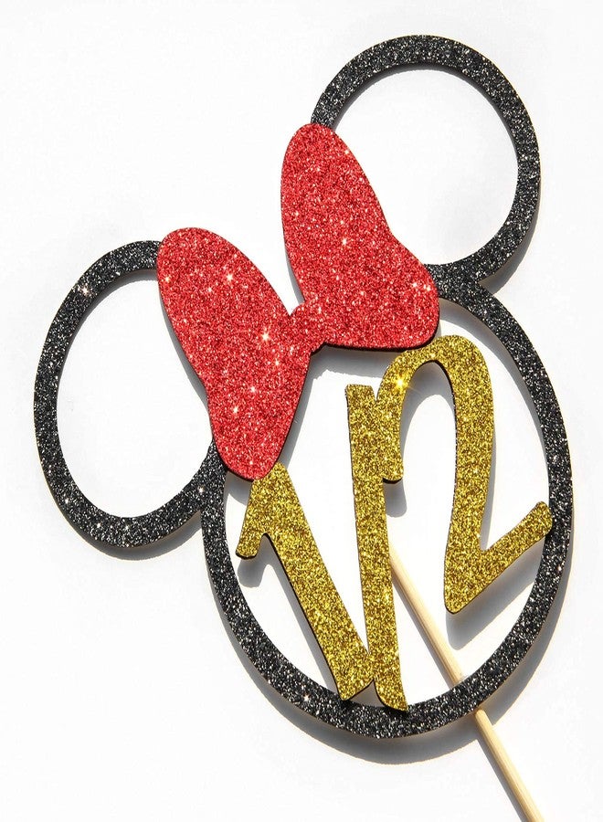 Festiko Tricolor Glitter 1/2 Birthday Cake Topper for Baby 6 Months/Baby Girl Half Year Old Birthday Anniversary Party Decorations - Black Gold Red - Image 3